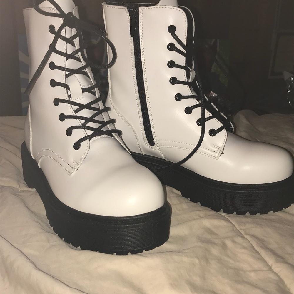 White platform boots